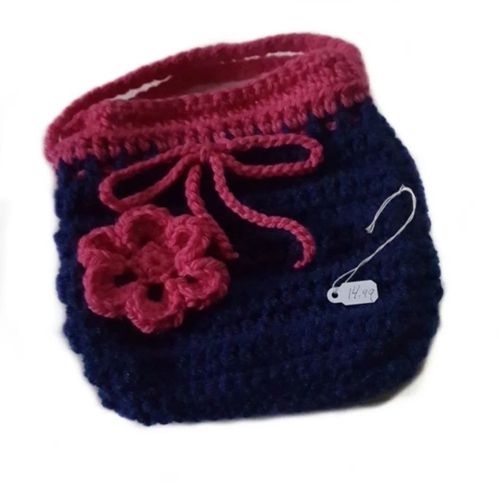 Girls Hand Crocheted Small Flower Hand Purse